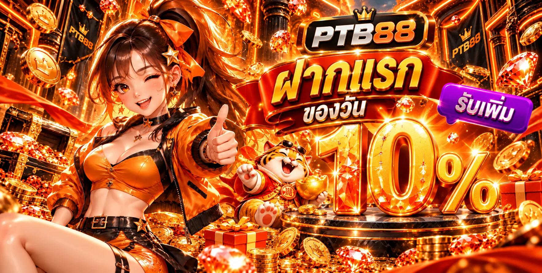 แบนเนอร์ PTB88 เว็บตรง โปรโมชั่นรายวันโทนส้มดำ